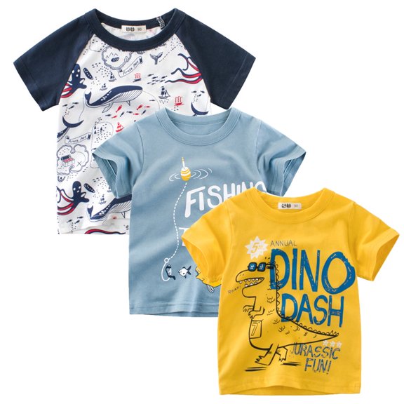 Gerichy Boys Shirts Toddler Boys' Short Sleeve Tees Cotton Casual Cartoon Graphic Crewneck Summer Top T-Shirts Toddler Boys Tee Shirts Boys Graphic Tees