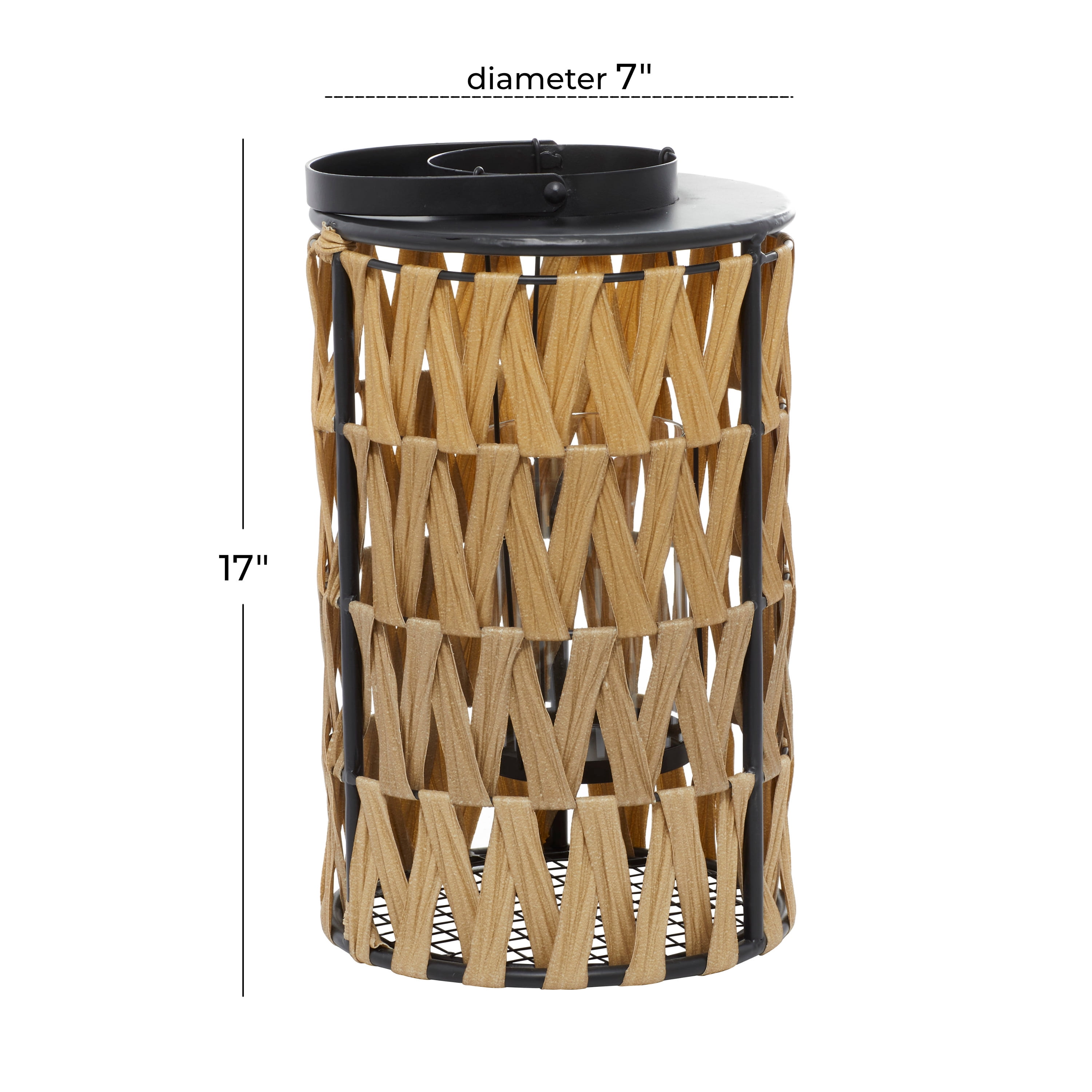 DecMode Brown Plastic Rattan Decorative Candle Lantern
