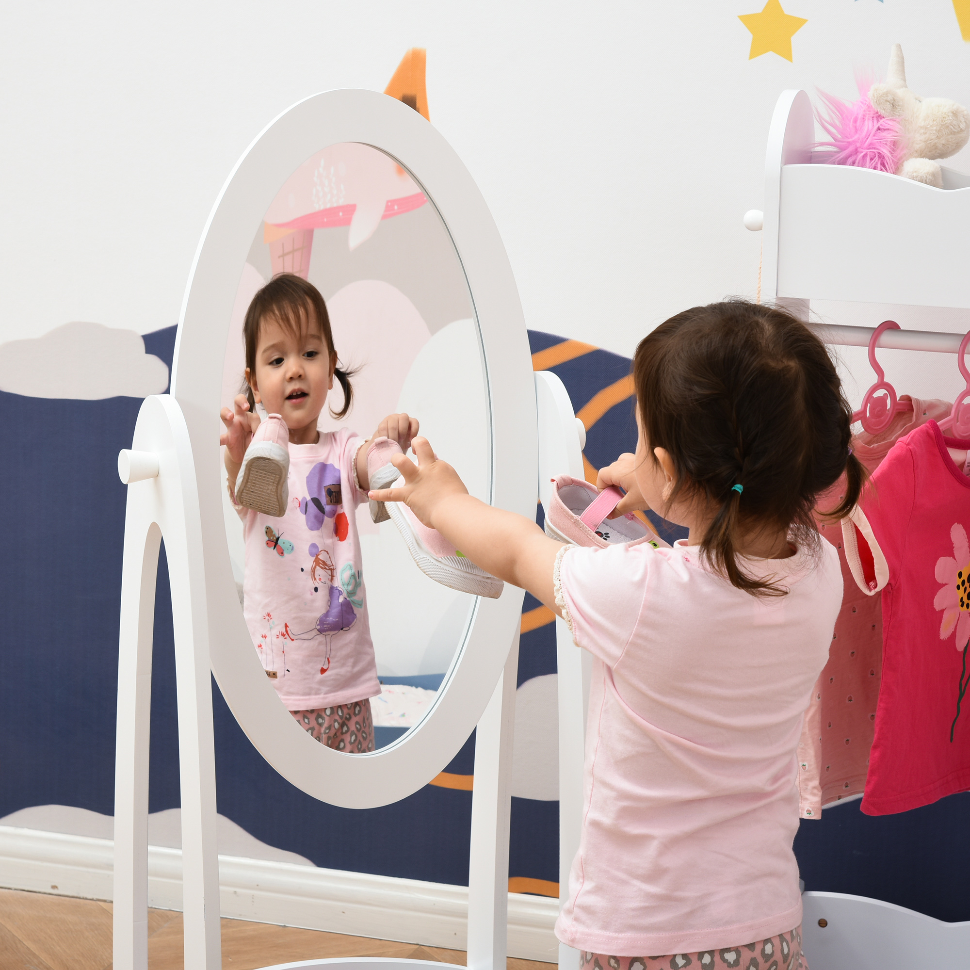 HOMCOM Full Length Mirror for Children, Adjustable to be Viewed