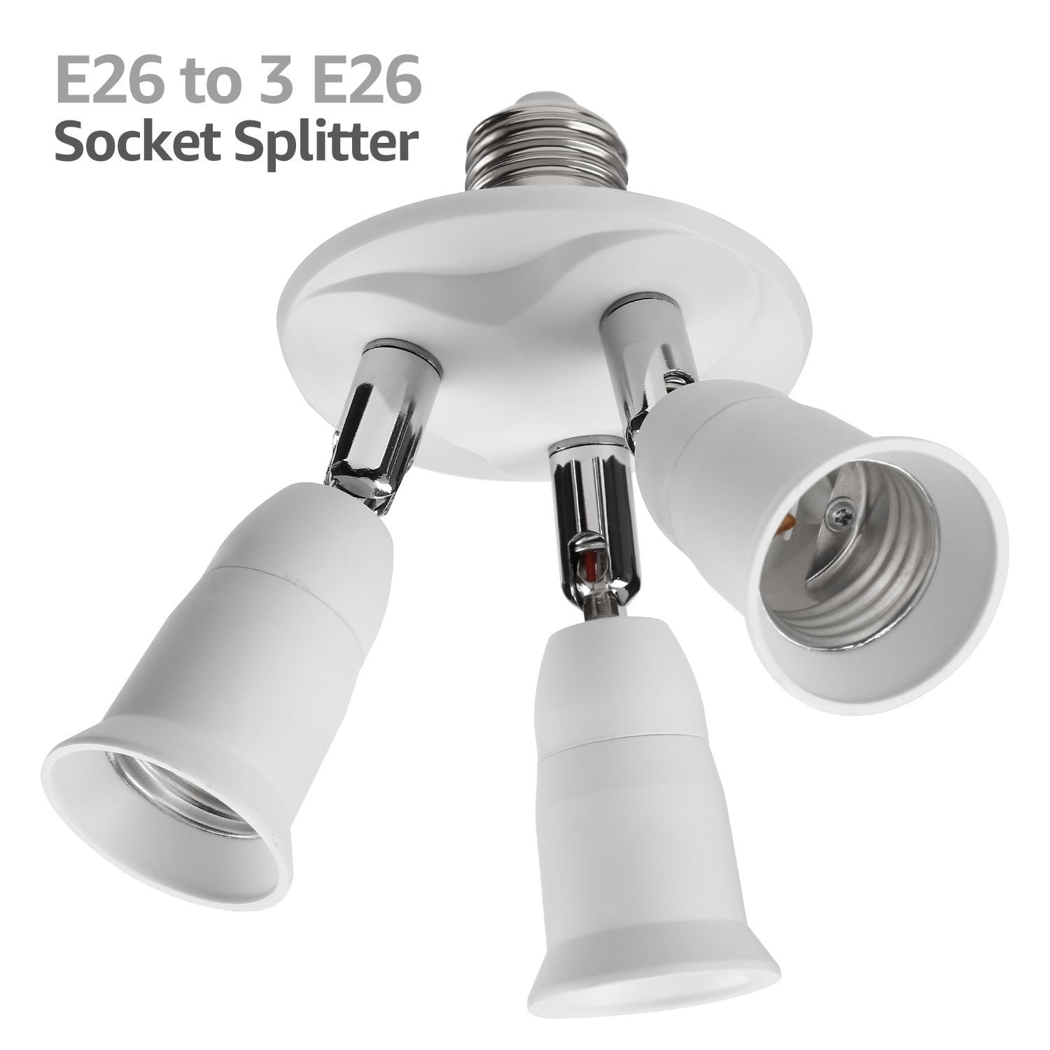 Light Socket Splitter,E26 E27 Lengthen 3+1 Multi Light Bulb Adapter,Adapter Socket Splitter for Led Bulbs,Heat-resistant&safety Design,Household Lighting Fixture Toplimit Free Swing E26 