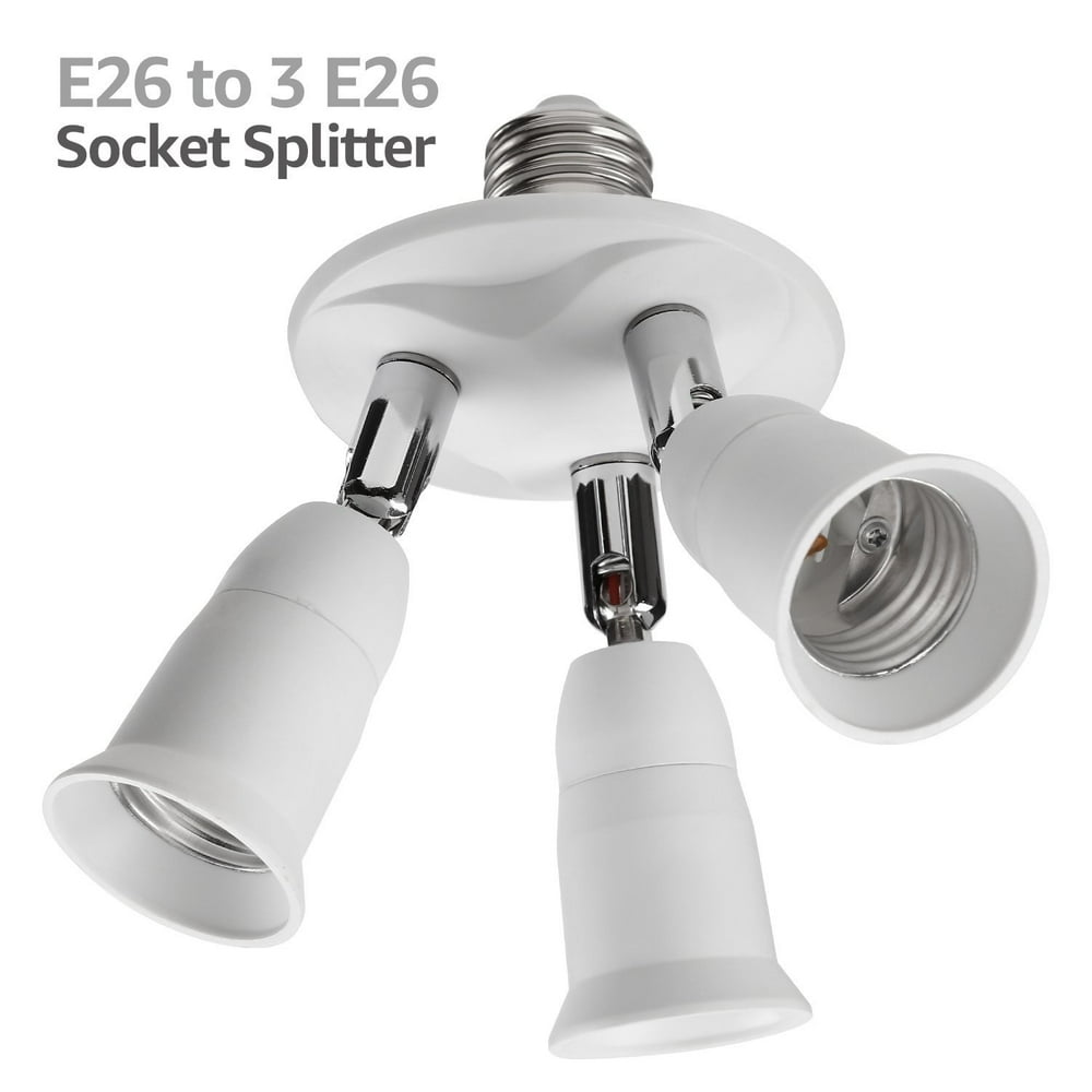 3in1 Light Bulb Socket Adapter, Adjustable E26/E27 Lamp Holder Switch Splitter, Standard Base