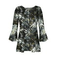 thumbnail image 5 of CYMMPU Spring Tops Button V Neck Flare Sleeve Fall Fashion Shirts Flower Pattern Blouses for Women Dressy Casual 3/4 Sleeve Tunic Tops Loose Fit Empire Waist A Line T-Shirts Multicolor XL, 5 of 5