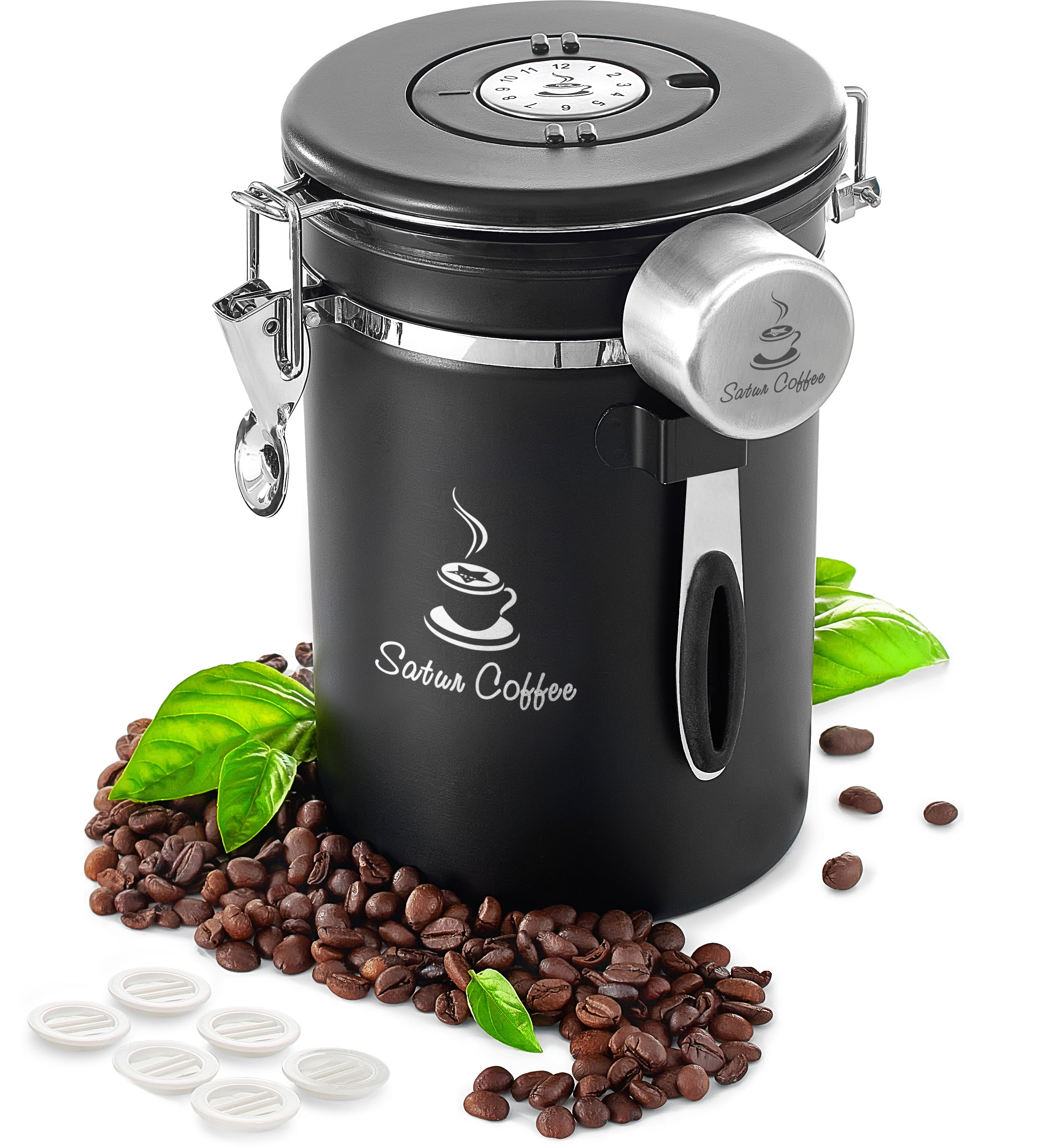 Coffee Canister Airtight Coffee Container Stainless Steel Coffee Storage for Beans, Grounds