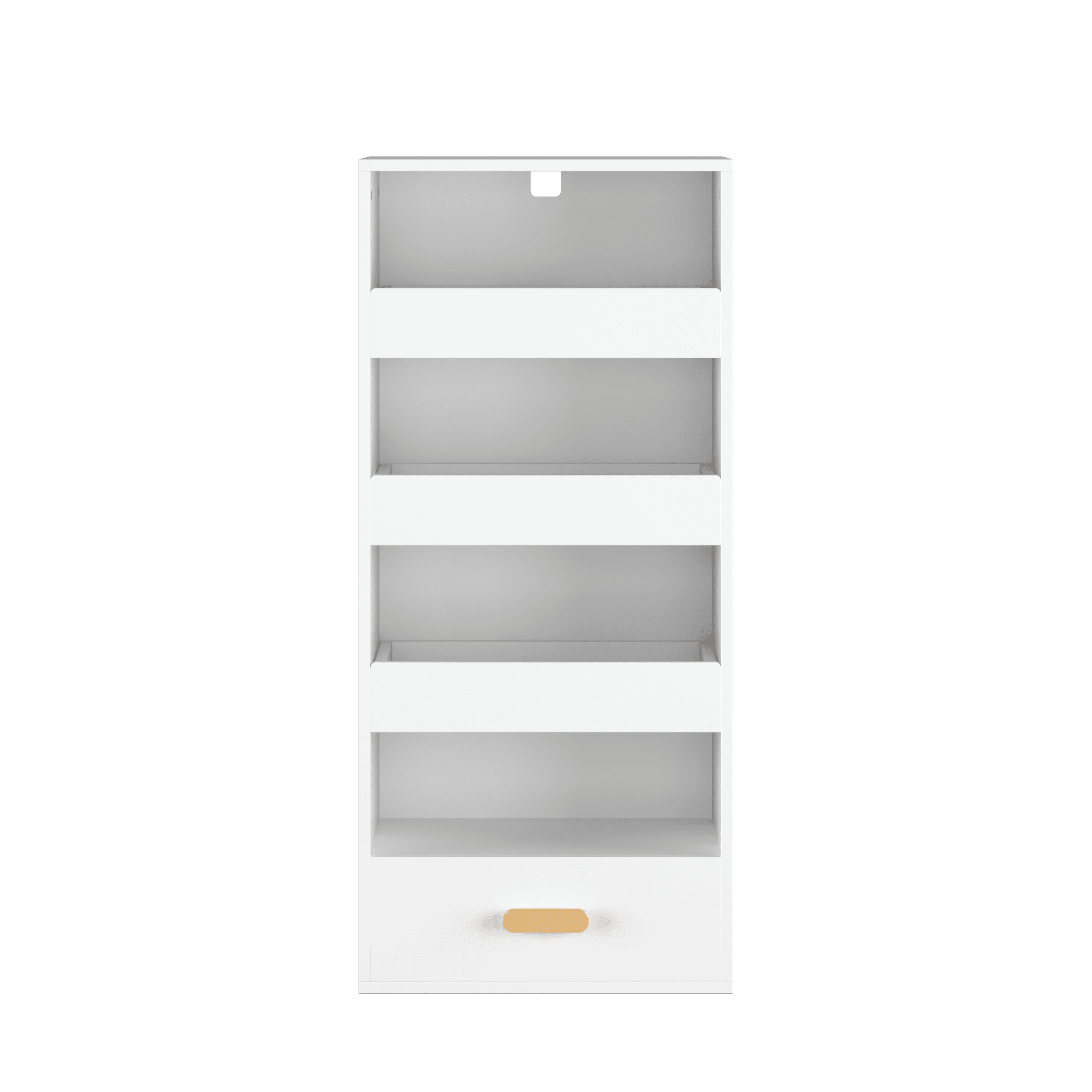 4-Tier Freestanding Bookshelf with 3 Sliding Drawers and 1 Bottom Drawer