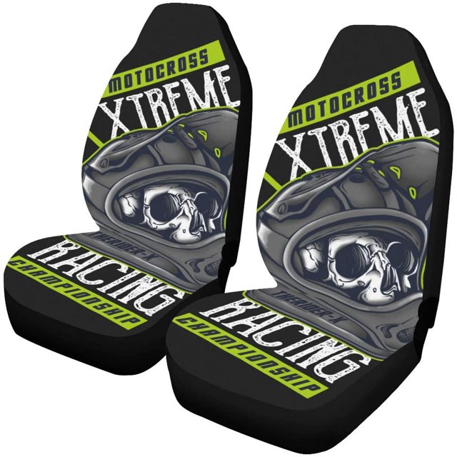 ABPHQTO Juego de 2 fundas de asiento de coche para Motocross, protector universal para asientos delanteros de coche, apto para coche, SUV, sedán, camión