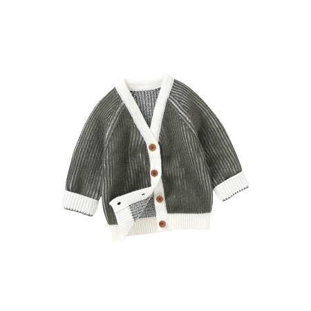 

DuAnyozu Toddlers Unisex Knitted Cardigan V-neck Single-breasted Outwear Casual Tops