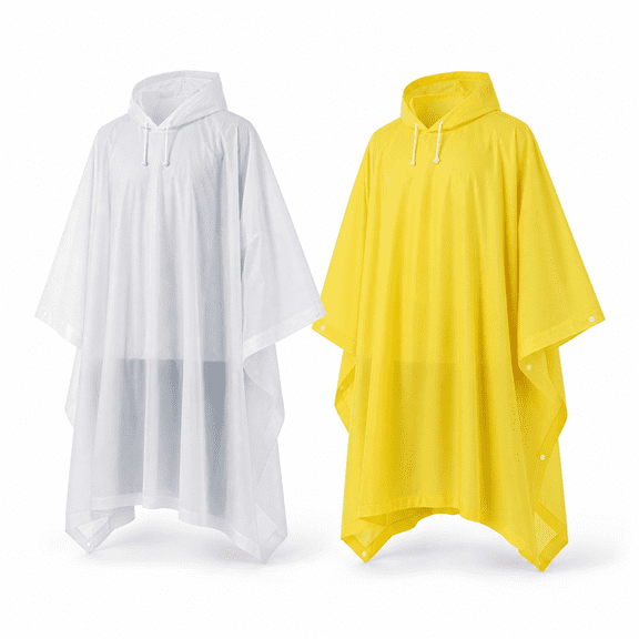 Reusable EVA Rain Ponchos with Hood, 2 pack Adult Rain Coats, Lightweight for Men Women Hiking Camping Travel