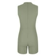 thumbnail image 6 of Lovskoo Summer Rompers for Women 2024 Dressy Short Rompers Front Open Two Layers One Piece Business Jumpsuits Shorts Solid Fashion Going Out Clothes Olive Green, 6 of 9