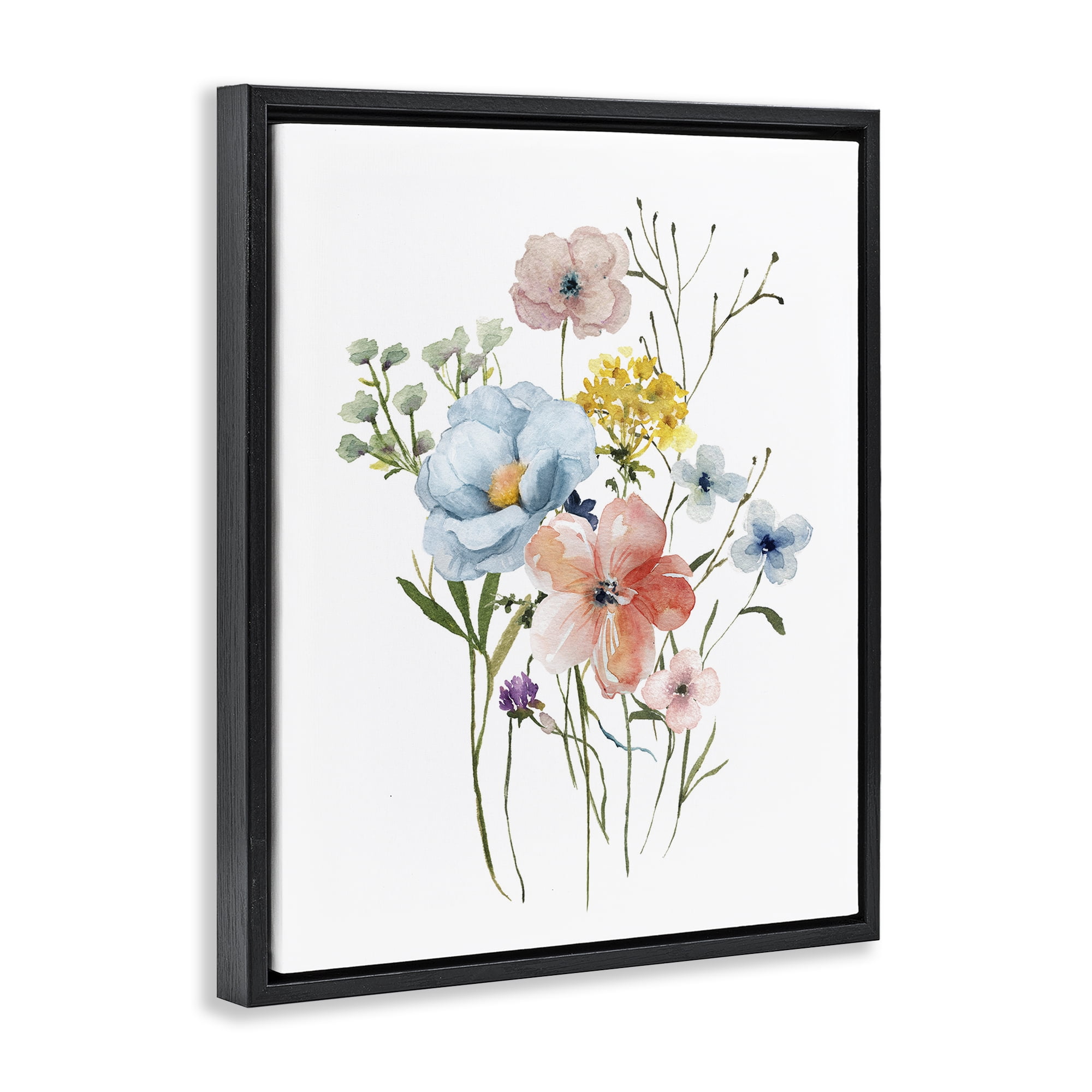 Stupell Industries Spring Meadow Wild Flowers Black Framed Floater Canvas Wall Art, design by Livi Finn