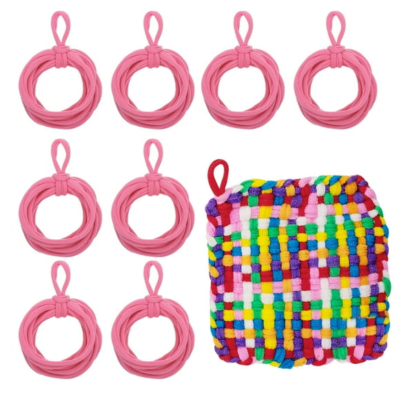 Uxcell 50 Pcs Potholder Loom Refill Loops, Elastic Potholder Weaving Refill Loops Knitting Kit Supplies in Rainbow Colors for Girls DIY Crafts 7" Weaving Loom, Pink
