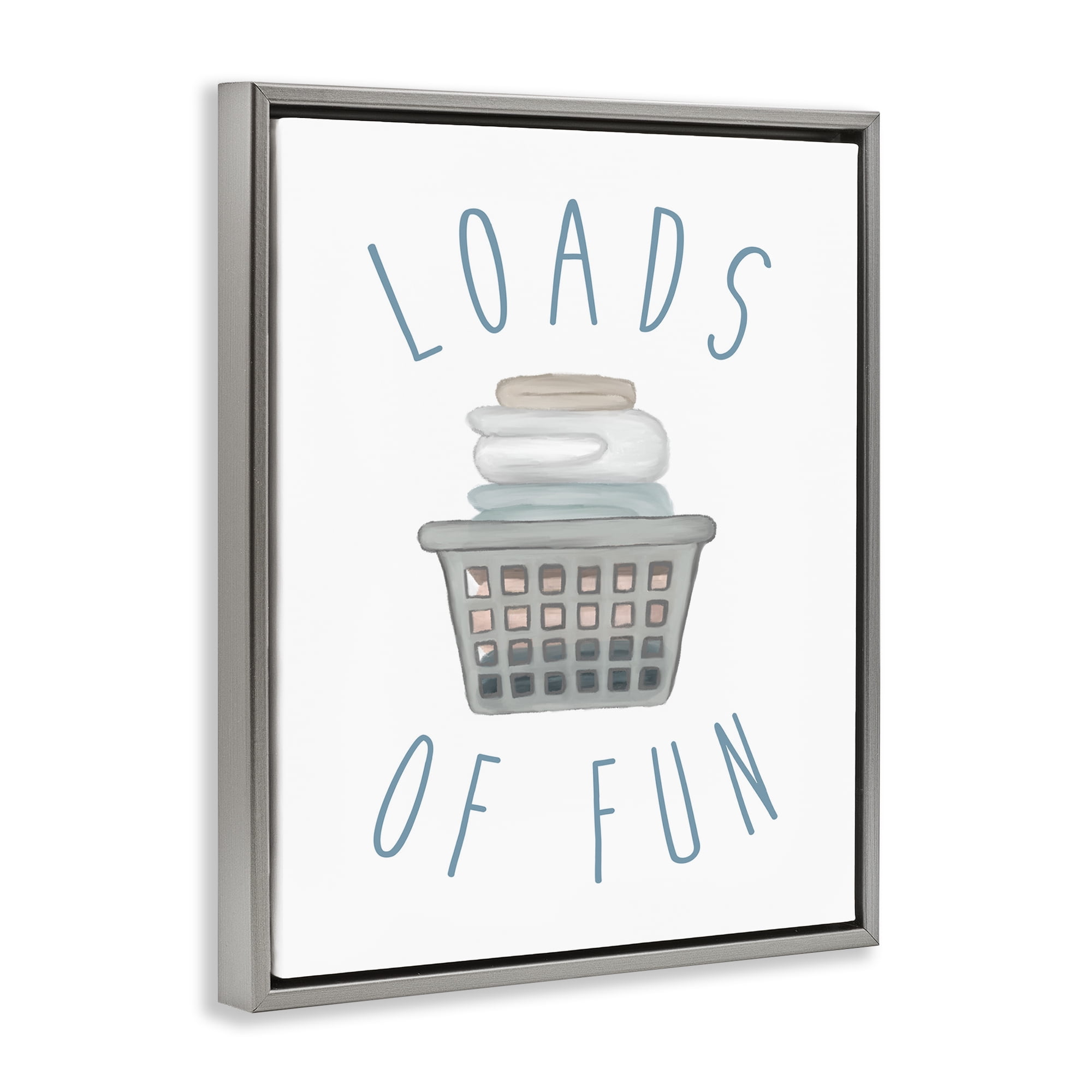 Stupell Industries Loads Of Fun Laundry Basket Gray Framed Floater Canvas Wall Art, design by Elizabeth Medley