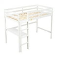 Twin Size Loft Bed with Builtin Desk and Shelves for Kids Teens, Loft Bed Frame with Ladder and