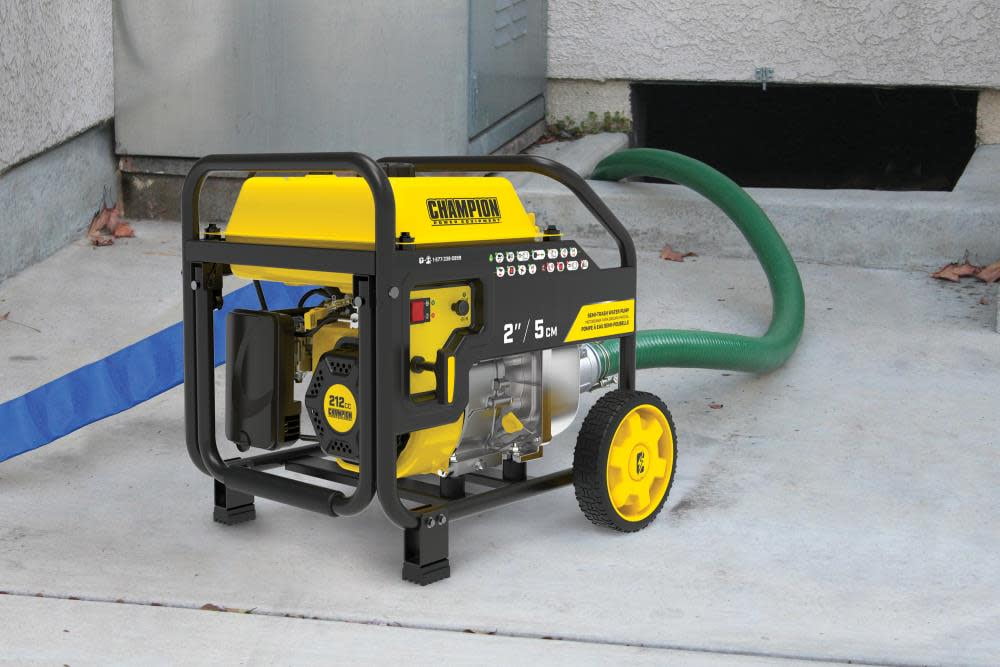 Champion 2-Inch Gas-Powered Semi-Trash Water Transfer Pump with Hose and Wheel Kit