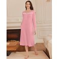 thumbnail image 2 of Ekouaer Long Sleeve Nightgowns for Women Long Sleepshirts Button Night Gowns Full Length Sleepwear with Pockets Flower Clusters, 2 of 6