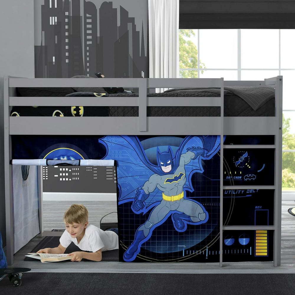 Batman Loft Bed Tent by Delta Children Curtain Set for Low Twin Loft Bed (Bed Sold Separately