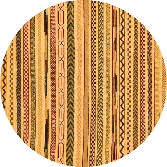 Ahgly Company Indoor Round Abstract Orange Modern Area Rugs, 7' Round