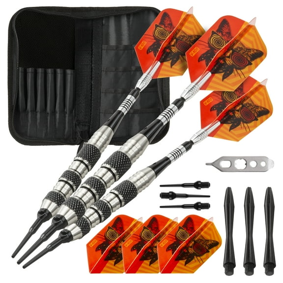 Viper The Freak Soft Tip Darts Knurled and Shark Fin Barrel 18 Grams and Casemaster Deluxe Black Nylon Dart Case
