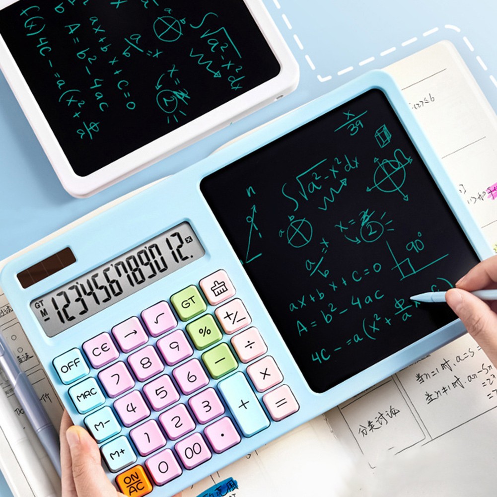 12-Digit Solar Calculator with LCD Writing Board - Perfect for Work & Study!