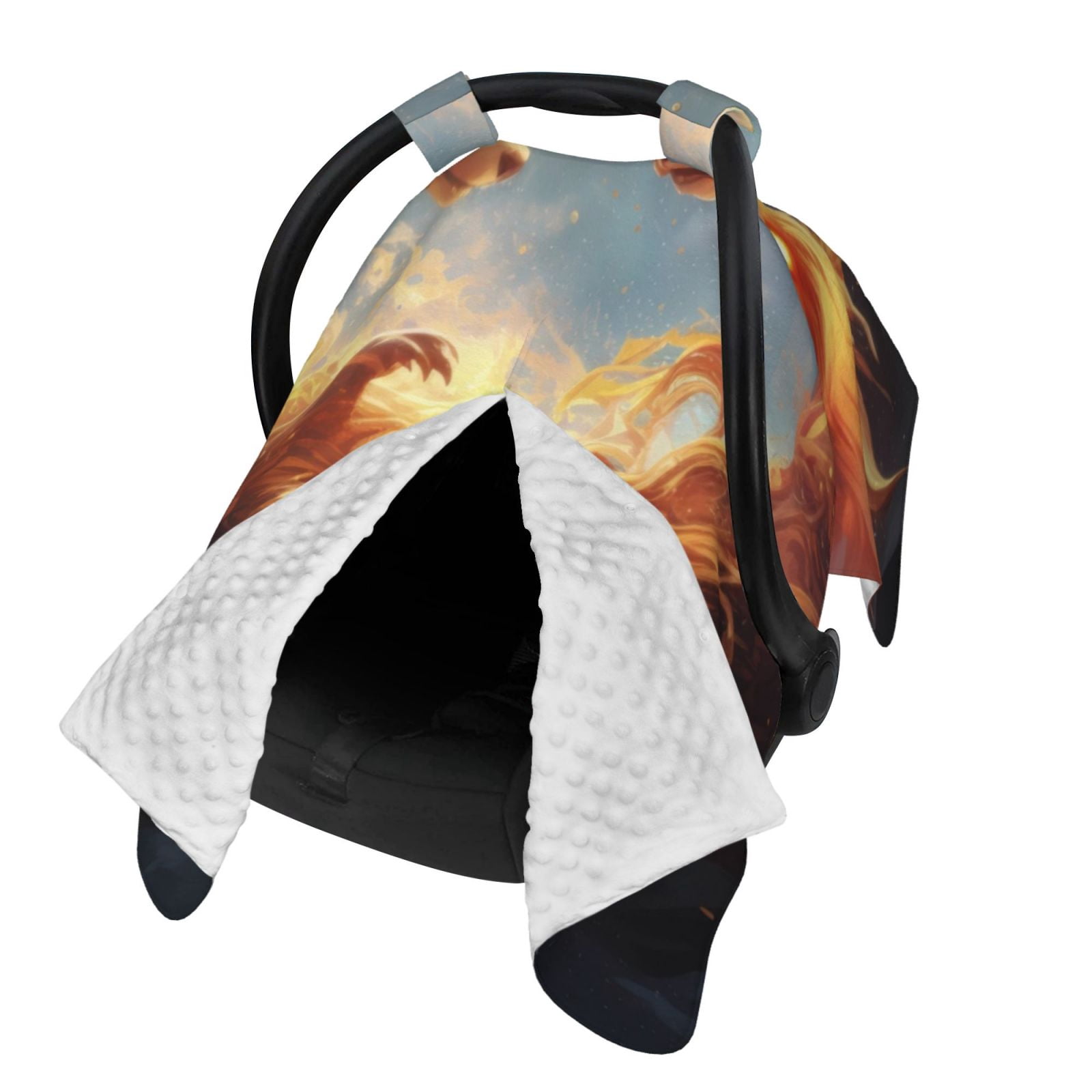 Naloa Red And Gray Flame Fox Baby Car Seat Cover, Breathable Baby Carrier Cover, Multiuse Baby Carrier Cover & Nursing Breastfeeding Cover