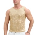 thumbnail image 5 of Kalauyu Mens Mesh Tank Top Vertical Striped Rhinestone Sleeveless See Through Party Shirt, 5 of 6