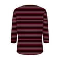 thumbnail image 4 of CLOISE Womens Shirts Fall Cute Striped Tees V Neck 3/4 Sleeve Tops Oversized Colorblock Basic Shirts Flowy Clothes Wine 2XL, 4 of 5