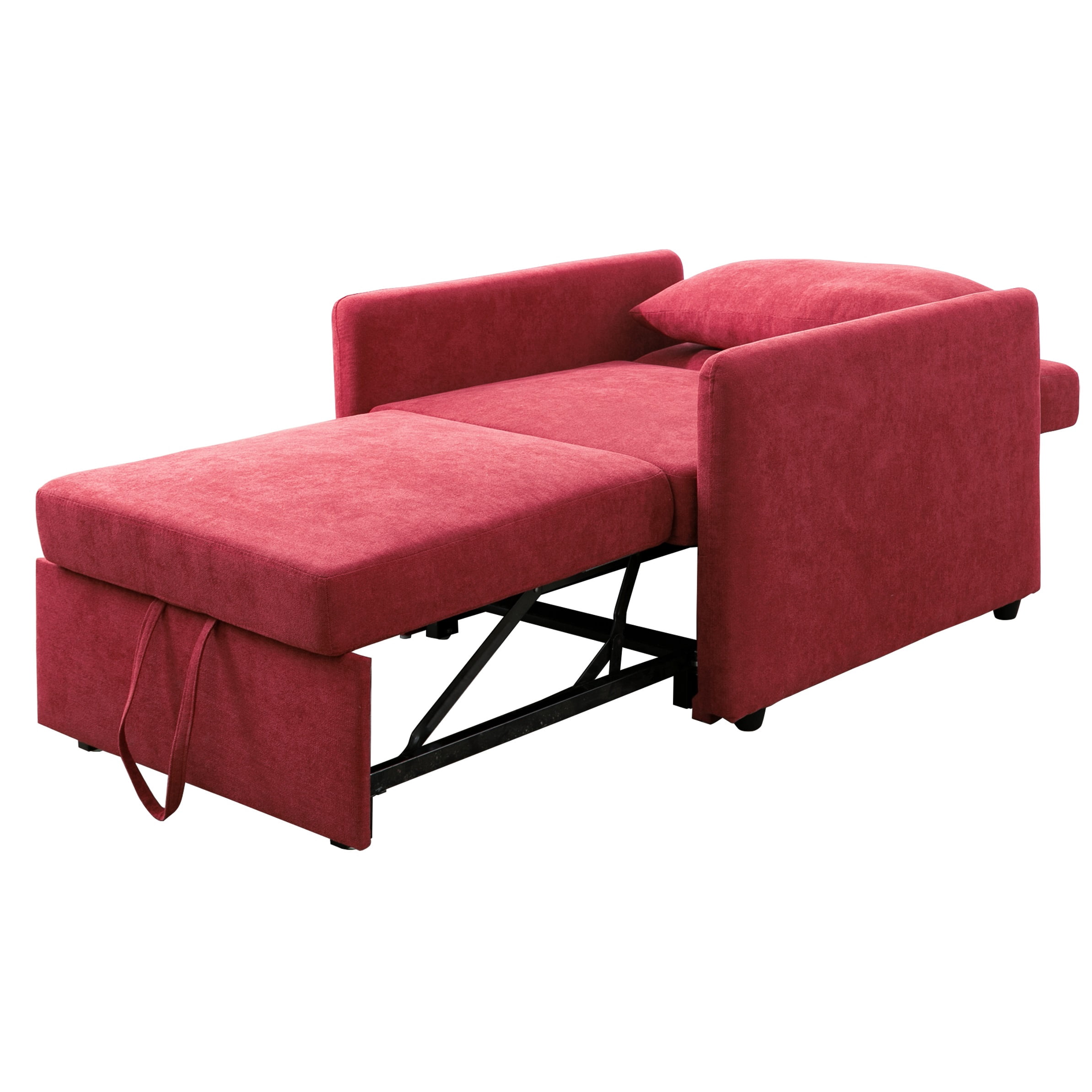 Convertible Sofa Bed, Sleeper Sofa Chair 3 in 1 Pull Out Couch Beds for Living Room Apartment Office, Red