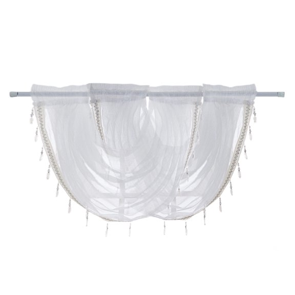 Window Scarf Tulle Voile Drapes - Short Curtain for Kitchen or Bedroom Living Room Decor (145 * 94cm)