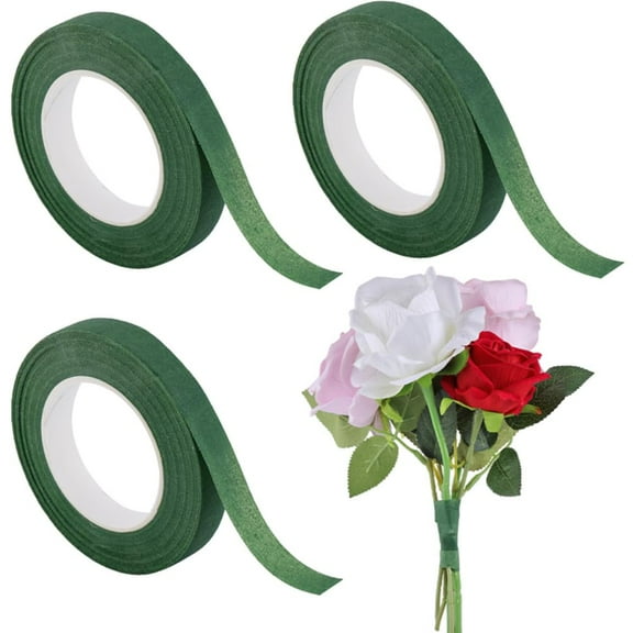 81Ms 3 Rolls Paper Floral Tape Green 12mm Decorative Adhesive Florist Tape Flower Stem Wrap Wedding Floral Arrangements