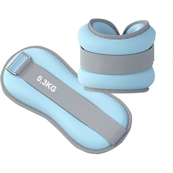 1 pair 0.66 lbs adjustable for men and women hand and ankle weights wrist weights, yoga, walking, aerobics, dance exercises and other fitness exercises (light blue)