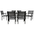 thumbnail image 3 of 7 Pieces Outdoor Furniture Set, Legahome Modern Outdoor Patio Dining Sets, Patio Dining Furniture Set with 6 Textile Chairs and Dining Table, Patio Conversation Set for Backyard Poolside, Gray, 3 of 10