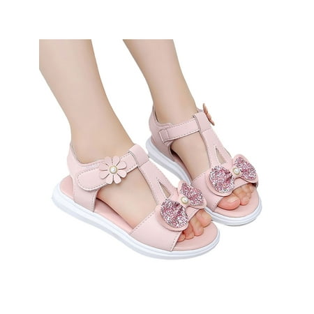 

Gomelly Girls School Casual Magic Tape Flats Holiday Fashion Lightweight Flat Sandals Comfort Shoes