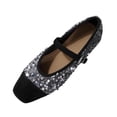 thumbnail image 2 of ZunFeo Womens Sparkly Flats Silver Glitter Mary Jane Shoes Square Toe with Adjustable Strap for Women Casual Party,Size 7, 2 of 9