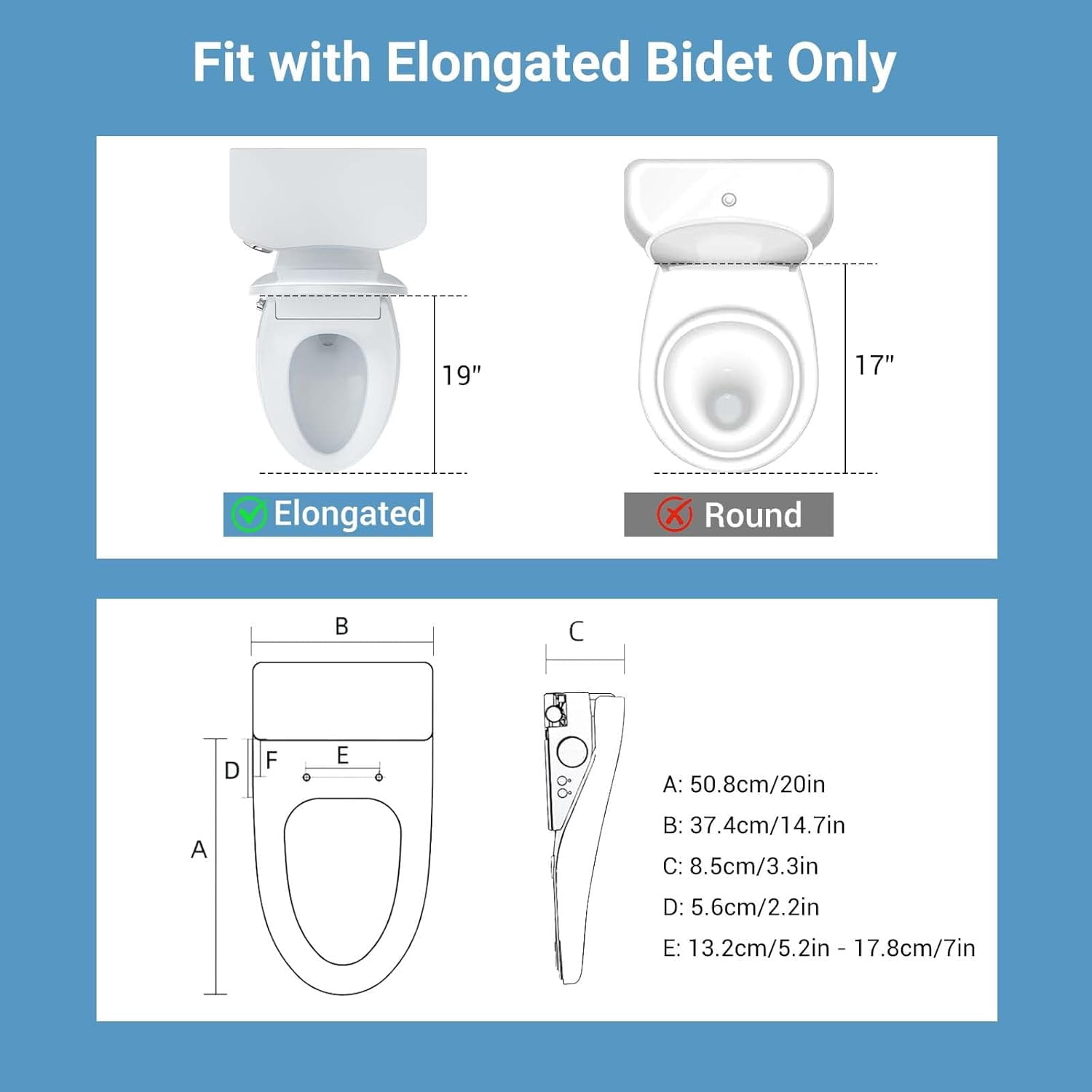 Roromall Smart Bidet Toilet Seat with Multiple Spray Modes, Smart Unlimited Warm Water, Auto Open & Slow Close Lid, Auto LED Nightlight, Power Outage Available, Clean Water