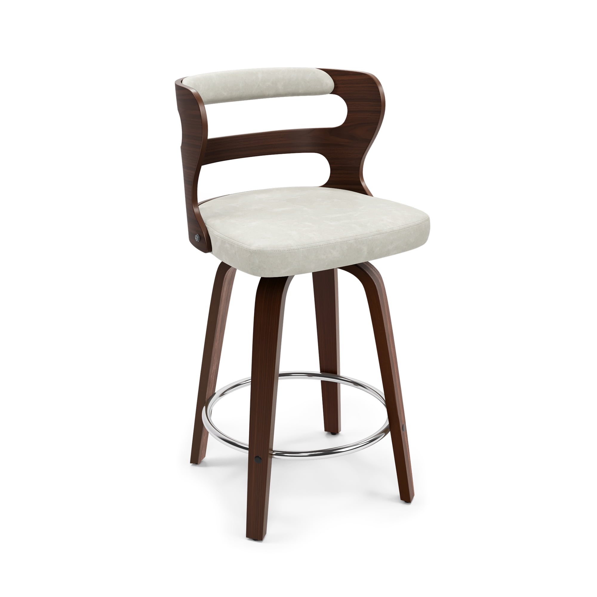 Dycanpo 26" Counter Height Bar Stools, Swivel Counter Stools with Back for Kitchen Island, Light Beige Gray