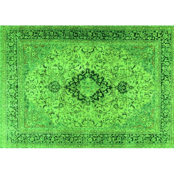 Ahgly Company Indoor Rectangle Persian Green Traditional Area Rugs, 7' x 9'