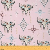 Castle Fairy Hippie Aztec Fabric by the Yard 1 Yard,Bull Skull Home Decor Fabric by the Yard,Western Theme Room Decor Fabric by the Yard,Super Cozy Floral Room Decor