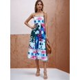 thumbnail image 3 of 26549 white Background With Blue Flowers Womens Printed Maxi Sundress, 3 of 30