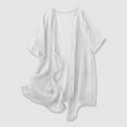 thumbnail image 2 of FRSASU Women's Open Front Solid Casual Long Sleeve Cotton Linen Classic Long Cardigan with Pockets White XL(XL), 2 of 9
