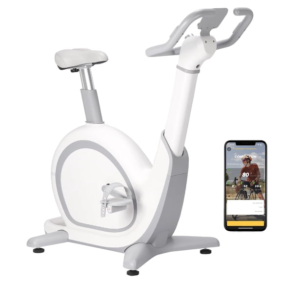 TROPOW Smart Indoor Cycling Bike, Exercise Bike for Home with Magnetic/Auto Resistance, Stationary Bike with App Data Tracking,White