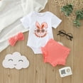 thumbnail image 5 of Baby Outfits Girl Girls Short Sleeve Easter Rabbit Prints Romper Bodysuits Shorts Outfits Baby Girl Clothes White 12 Months-18 Months, 5 of 7