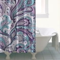 thumbnail image 4 of Purple and Teal Paisley and Floral Pattern Shower Curtain 72"x84" ,Bathroom Decorative Shower Curtains Set with 12 Hooks,Modern Waterproof Washable Shower Curtain, 4 of 6