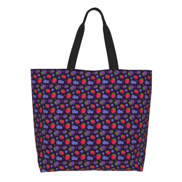 Fotbe Blackberries Bolsa Tote Estética de Lona con Estampado para Mujer - Bolsa Reutilizable de Hombro Casual para Vacaciones, Compras, Trabajo y Gimnasio