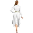 thumbnail image 2 of Hansber Robe de Louange Métallique pour Femmes à Manches Longues, Ourlet Irrégulier, Tunique, Costume de Performance, Blanc, m, 2 of 4