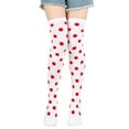 thumbnail image 2 of LSQii Women Thigh High Socks Casual Polka Dot Long Boot Stocking Leg Warmer Knit Cotton Soft Over Knee High Socks Retro Dress Up,Daily Wear White, 2 of 4