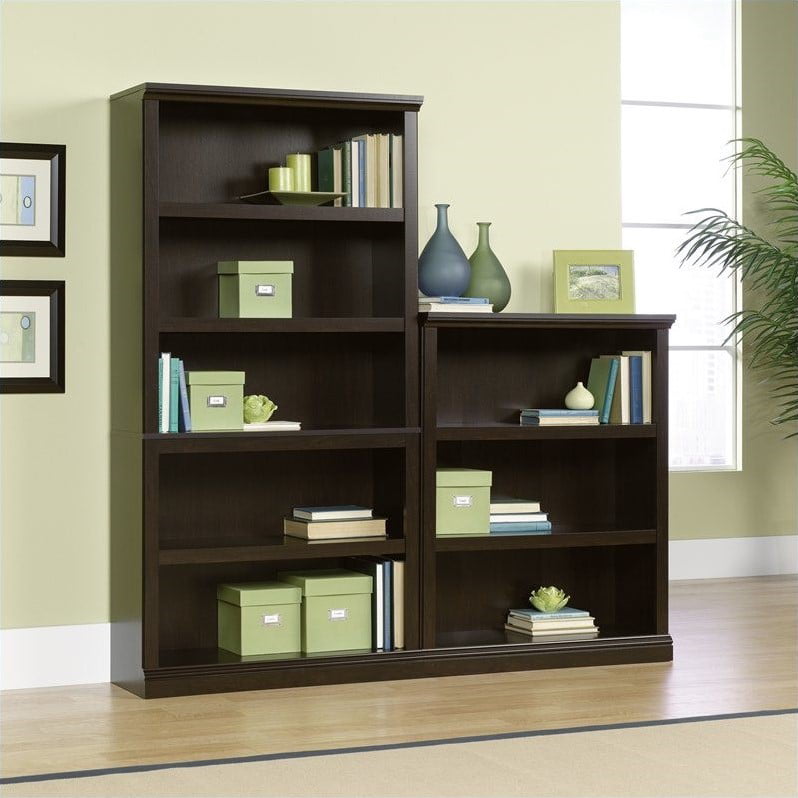 Sauder Select Wall Bookcase In Jamocha, Sauder Select 2 Shelf Bookcase Estate Black