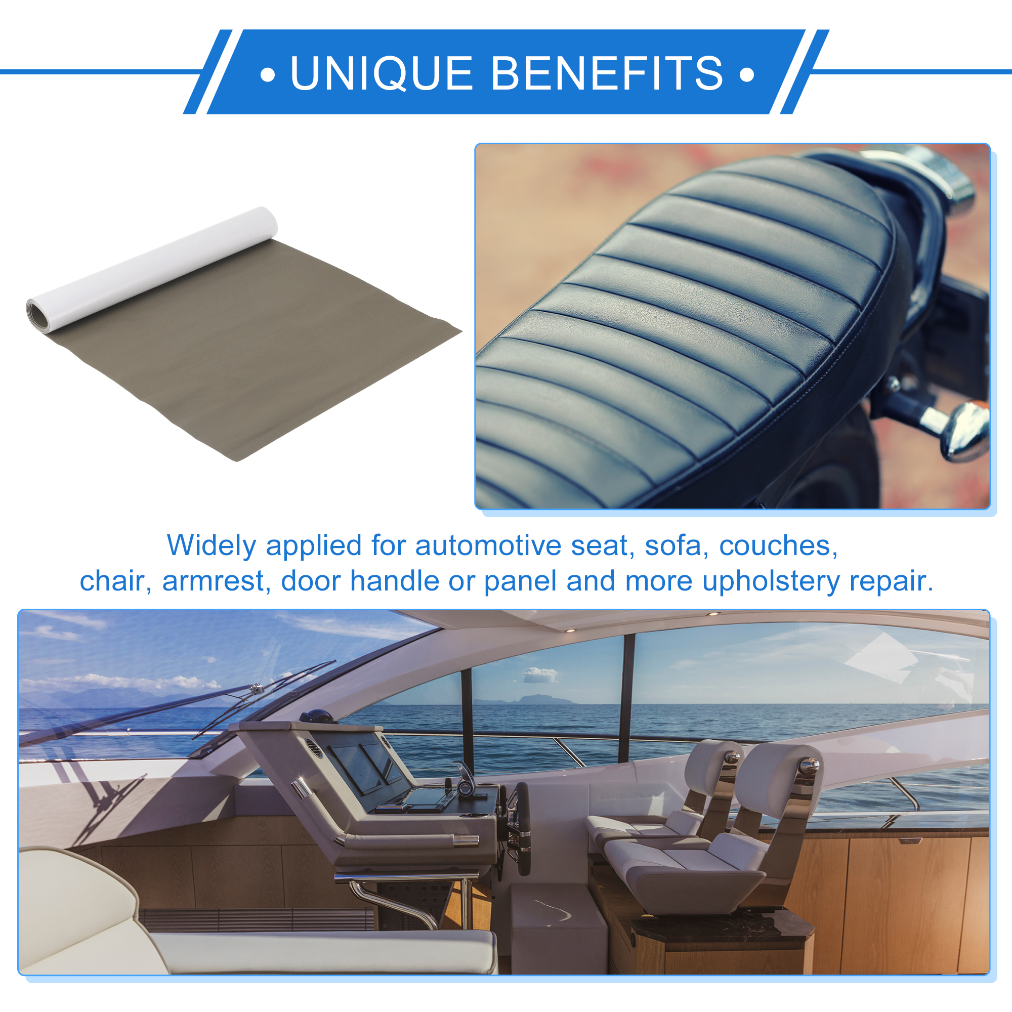 Unique Bargains Self Adhesive Leather Repair Patch Leather Repair Tape for Automotive Car Seat Sofa Couches Chair Interior Trim Dark Gray 60" x 17"
