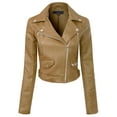 thumbnail image 5 of MixMatchy Women's Faux Leather Long Sleeve Zipper Closure Moto Biker Short Coat Jacket, 5 of 7