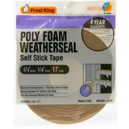 3/4" x 1/4" 17' Brown Foam Weather-Strip Tape 4PK