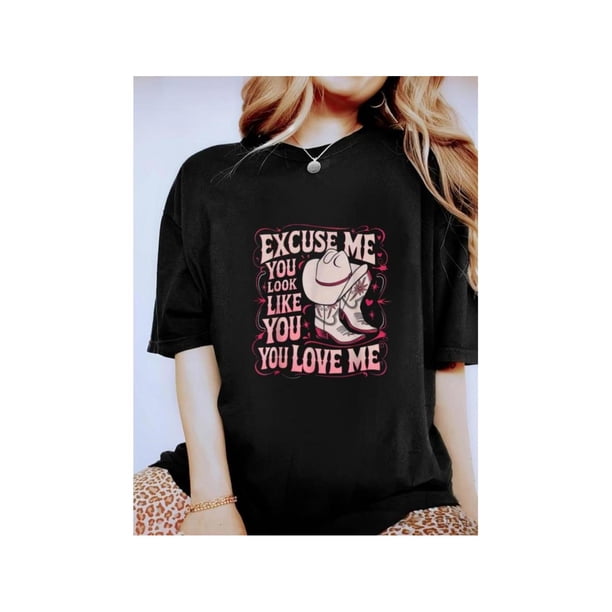 100% Cotton Funny excuse Me You Look Like You Love Me Funny Boots Memes T-Shirt, Short Sleeve Tops Crewneck Tshirt