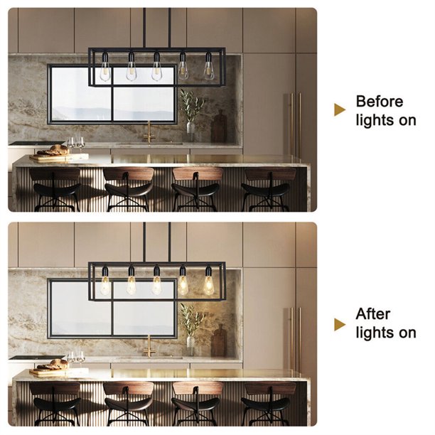 KMaiPem Modern Black Chandelier, 6 Lights Farmhouse Rustic Classic Chandeliers Ceiling Light, Vintage Traditional Metal Pendant Light Hanging Ceiling Lights for Living Room Bedroom Dining Room Foyer